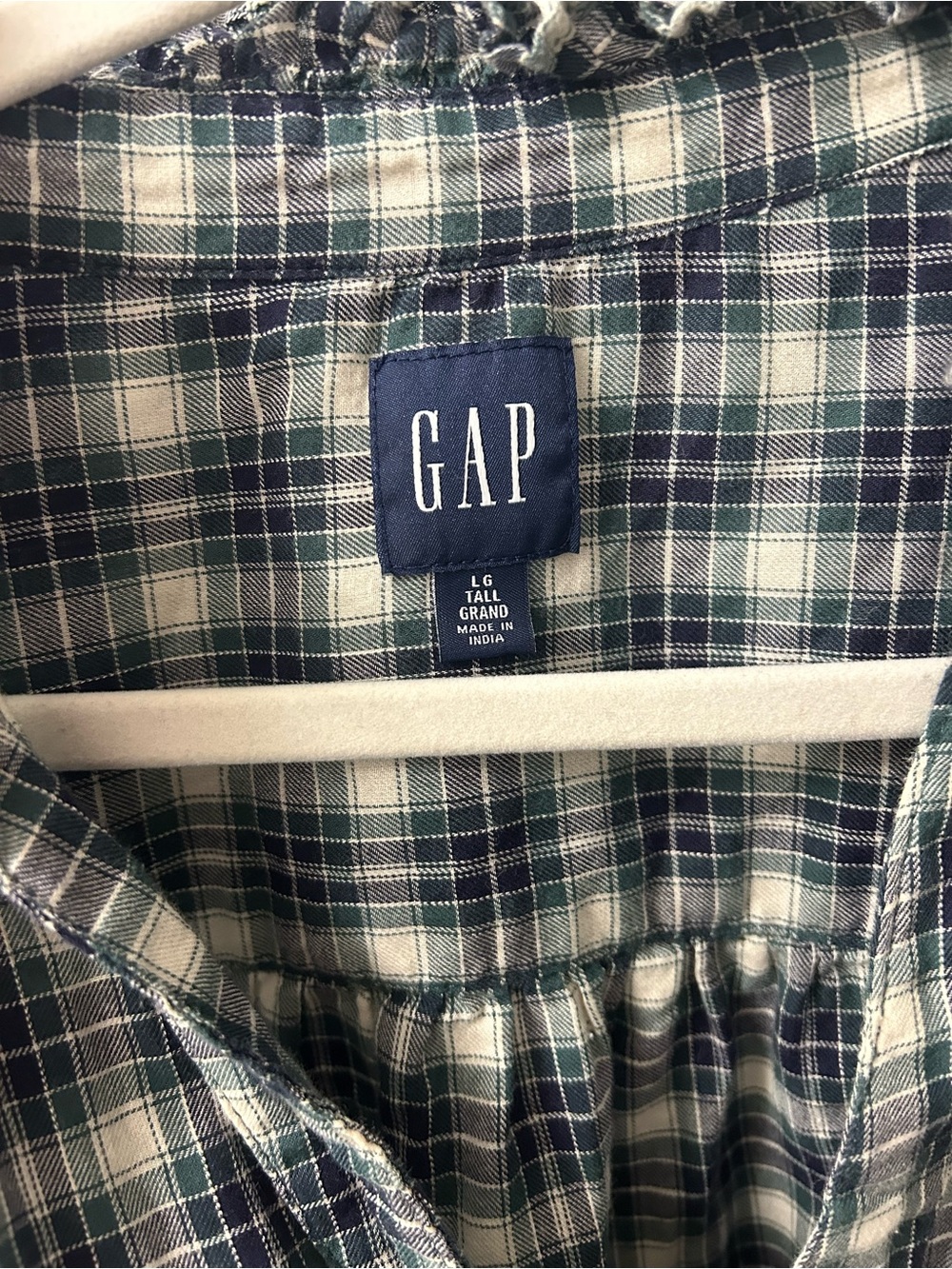 Plaid Ruffle Sleeve Button-Front Blouse - Picture 5 of 6